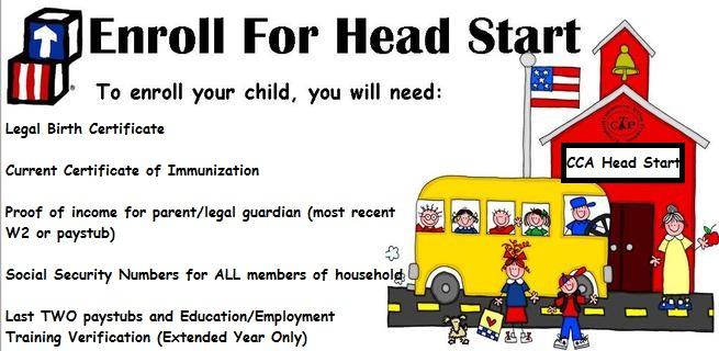 Carolina Community Actions, Inc. Head Start & Early Head Start Programs are now accepting applications at all sites.  